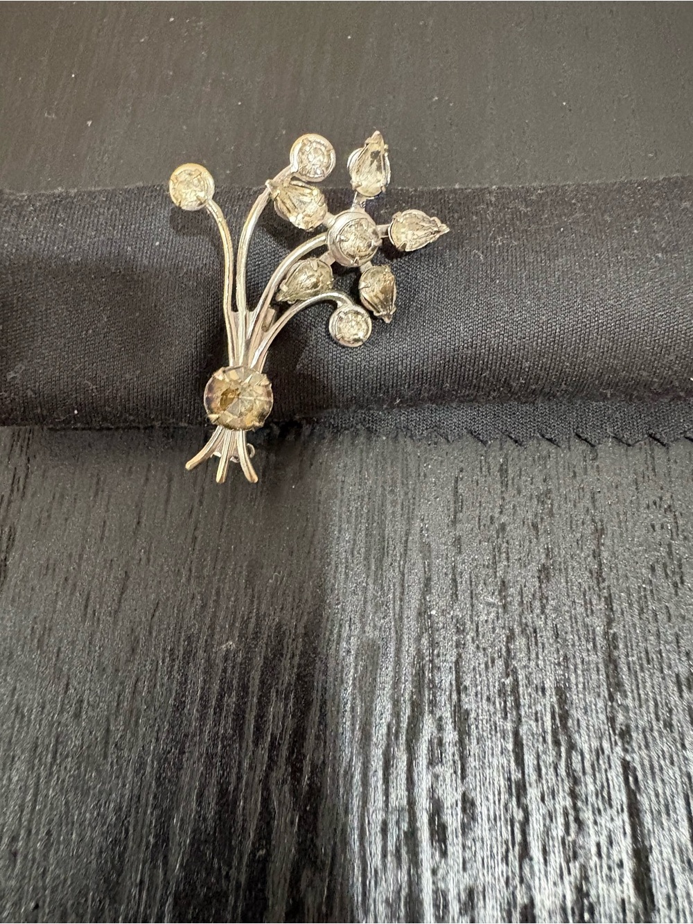 Vintage Floral Spray (1940-50’s) -Tone Bouquet Crystal Brooch - Women's Jewelry